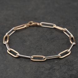 Second Hand 9ct Two Colour Gold 7.25 Inch Belcher Chain Bracelet 41281976