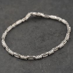 Second Hand 9ct White Gold Cubic Zirconia Barlink 7.25 Inch Bracelet 41281984