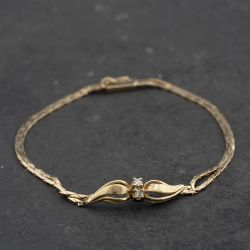 Second Hand 9ct Yellow Gold 0.08ct Diamond Set 7.5 Inch Fancy Chain Bracelet 41282008