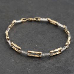 Second Hand 9ct Two Colour Gold Openlink 7.5 Inch Chain Bracelet 41282016