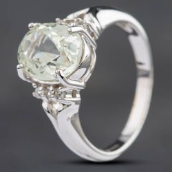 Second Hand 9ct White Gold Green Quartz Dress Ring 4129800