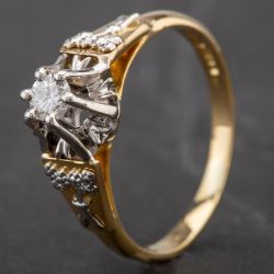 Second Hand 14ct Two Colour Gold 0.20ct Diamond Single Stone Ring 4133998