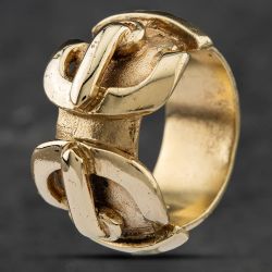 Second Hand 9ct Yellow Gold Heavy Double Buckle Ring 41341405