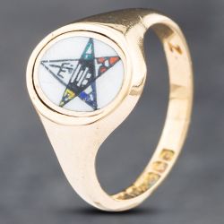 Second Hand 9ct Yellow Gold Enamel Reversable Masonic Oval Signet Ring 41341616