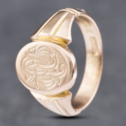 Second Hand Vintage 9ct Rose Gold Oval Signet Ring 41341749