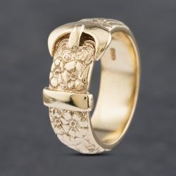 Second Hand 9ct Yellow Gold Engraved Buckle Ring 41341866