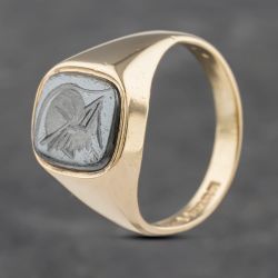 Second Hand 9ct Yellow Gold Hematite Signet Ring 41341944