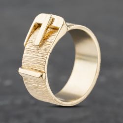 Second Hand Vintage 9ct Yellow Gold Bark Effect Buckle Ring 41341958