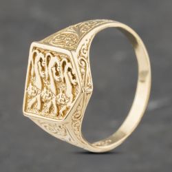Second Hand 9ct Yellow Gold England Shield Signet Ring 41341979