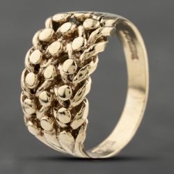 Second Hand 9ct Yellow Gold Three Row Keeper Ring 41342006