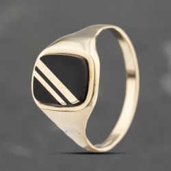 Second Hand 9ct White Gold Onyx Signet Ring 41342012
