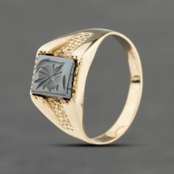 Second Hand Yellow Gold Hematite Signet Ring 41342014