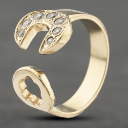 Second Hand 9ct Yellow Gold Cubic Zirconia Spanner Signet Ring 41342020