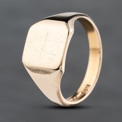 Second Hand Vintage 9ct Yellow Gold Square Plain Signet Ring 41342114