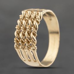 Second Hand 9ct Yellow Gold Four Row Rope Keeper Ring 41342131