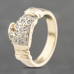 Second Hand 9ct Yellow Gold Cubic Zirconia Boxing Glove Signet Ring 41342156
