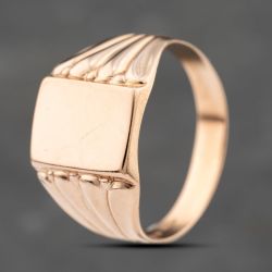 Second Hand Vintage 9ct Rose Gold Plain Oblong Signet Ring 41342178