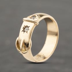 Second Hand 9ct Yellow Gold Diamond Buckle Ring 41342260