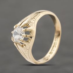 Second Hand Vintage 9ct Yellow Gold Cubic Zirconia Signet Ring 41342272