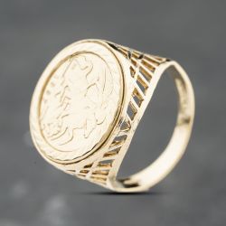 Second Hand 9ct Yellow Gold St George Coin Ring 41342359