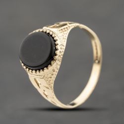 Second Hand 9ct Yellow Gold Onyx Oval Signet Ring 41342363