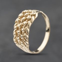 Second Hand 9ct Yellow Gold Three Row Keeper Ring 41342373