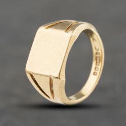 Second Hand Vintage 9ct Yellow Gold Square Signet Ring 41342382
