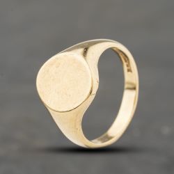 Second Hand Vintage 9ct Yellow Gold Oval Plain Signet Ring 41342383
