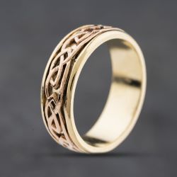 Second Hand 9ct Two Colour Gold Celtic Band Ring 41342387