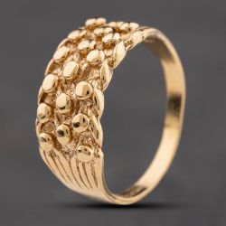 Second Hand 9ct Yellow Gold Three Row Keeper Ring 41342402