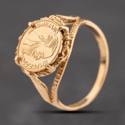 Second Hand 9ct Yellow Gold Maximiliano Peso Coin Ring 41342417