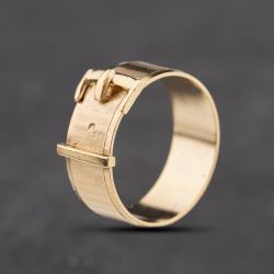 Second Hand 9ct Yellow Gold Brushed Finish Buckle Ring 41342434