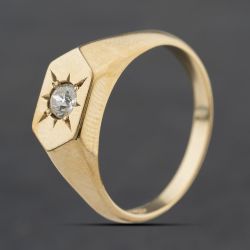Second Hand 9ct Yellow Gold 0.34ct Diamond Single Stone Signet Ring 41342440