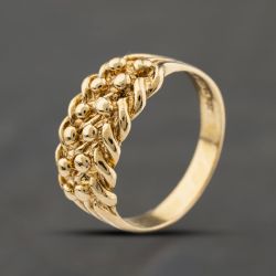 Second Hand 9ct Yellow Gold Two Row Keeper Ring 41342456