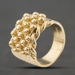 Second Hand 9ct Yellow Gold Large Heavy Five Row Keeper Ring 41342461