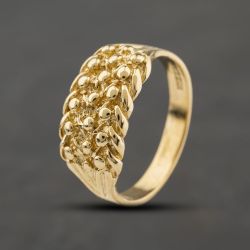 Second Hand 9ct Yellow Gold Three Row Keeper Ring 41342464