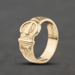 Second Hand 9ct Yellow Gold Engraved Buckle Ring 41342469