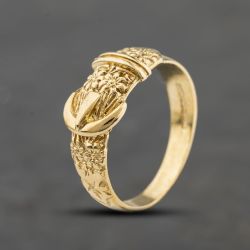 Second Hand 9ct Yellow Gold Flower Pattern Buckle Ring 41342471