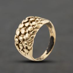 Second Hand 9ct Yellow Gold Three Row Keeper Ring 41342479