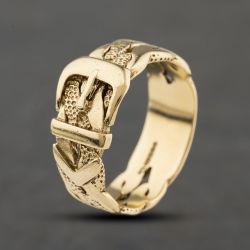 Second Hand 9ct Yellow Gold Patterned Buckle Ring 41342483