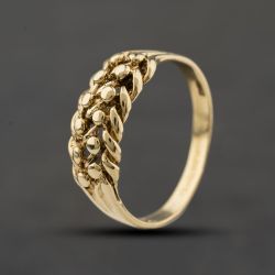 Second Hand 9ct Yellow Gold Two Row Keeper Ring 41342501