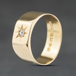 Second Hand Vintage 18ct Yellow Gold Diamond Single Stone Signet Ring 41342518