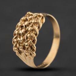 Second Hand 9ct Yellow Gold Three Row Keeper Ring 41342550