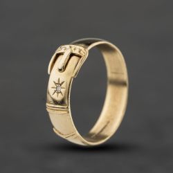 Second Hand 9ct Yellow Gold Diamond Buckle Ring 41342562
