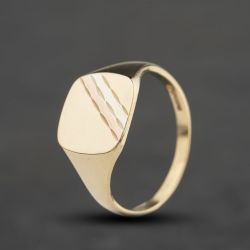 Second Hand 9ct Three Colour Gold Signet Ring 41342563