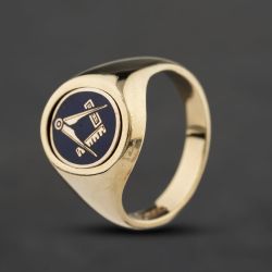 Second Hand 9ct Yellow Gold Rotating Mason Signet Ring 41342574