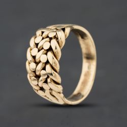 Second Hand 9ct Yellow Gold 2 Row Keeper Ring 41342609