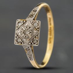 Second Hand Yellow Gold Diamond Square Cluster Ring 41381324
