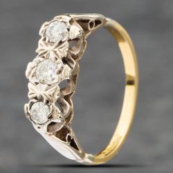 Second Hand 18ct Two Colour Gold Diamond Three Stone Ring 41381642