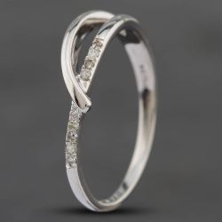 Second Hand White Gold Single Cut Diamond Crossover Ring 41382060